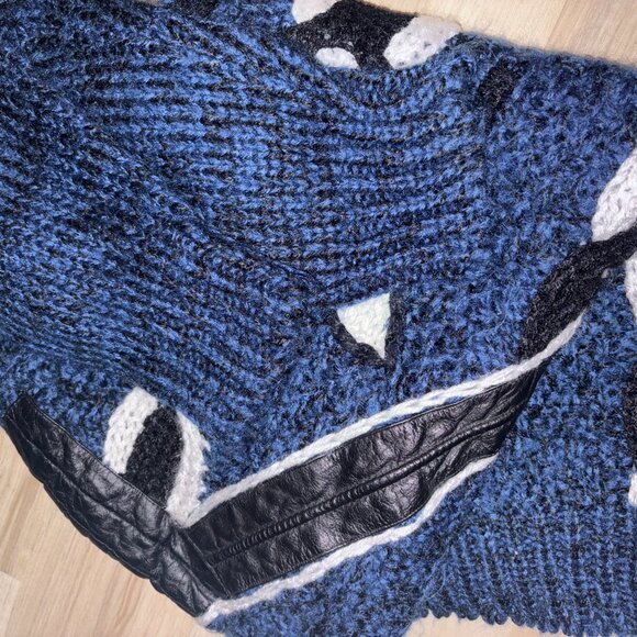 Vintage Nino Foriero Knit Sweater with Leather V Sz S - Picture 6 of 10